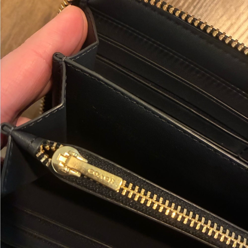 Coach Blue Leather Wristlet with Gold Accents - Picture 5 of 13